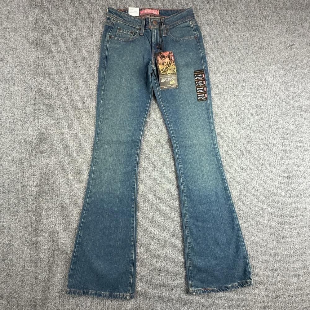 Y2K Levi's 518 Superlow Bootcut Jeans Juniors 0 Tall Blue Low Rise Stretch
